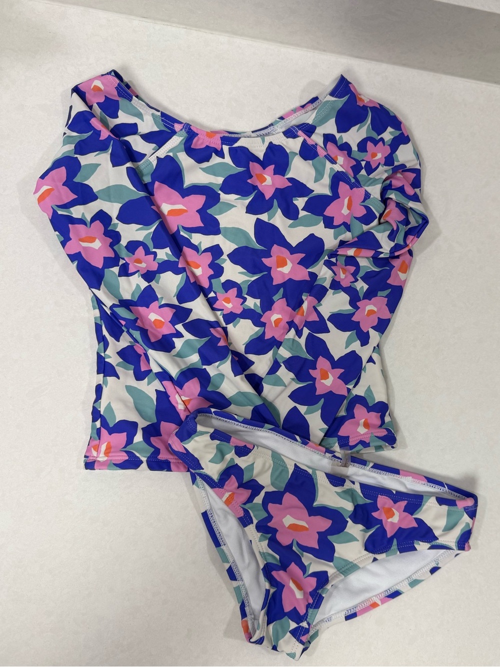 Raisins Girls Floral Rashguard Set in Blue, Pink, Green, White